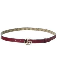 Gucci - Gg Marmont Thin Reversible Gg Supreme Canvas & Leather Belt - Lyst