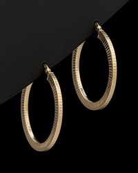 Italian Gold - 14k Textured Round Hoops - Lyst