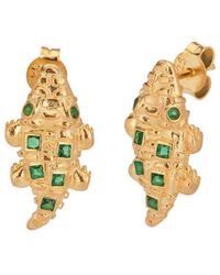 Gabi Rielle - Modern Touch Collection 14k Over Silver Cz Croc Earrings - Lyst