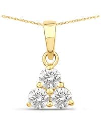 Diana M. Jewels - Diana M 14k 0.51 Ct. Tw. Lab-grown Diamond Three-stone Pendant - Lyst