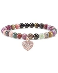 Liv Oliver - 18k Plated 46.00 Ct. Tw. Tourmaline Cz Heart Charm Bracelet - Lyst