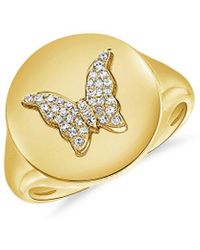 Sabrina Designs - 14k 0.07 Ct. Tw. Diamond Butterfly Signet Ring - Lyst