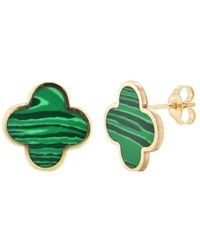 Italian Gold - 14K Malachite Clover Studs - Lyst