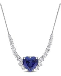 Rina Limor - 14K 15.54 Ct. Tw. Lab-Grown Diamond & Lab-Grown Sapphire Heart Necklace - Lyst
