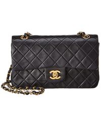 Chanel Navy Quilted Lambskin Leather Small Double Flap Bag - Multicolour