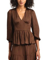 10 Crosby Derek Lam - Savannah V-Neck Peplum Top - Lyst