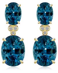 Kai Fine Jewelry - 14K 7.23 Ct. Tw. Diamond & London Topaz Drop Earrings - Lyst