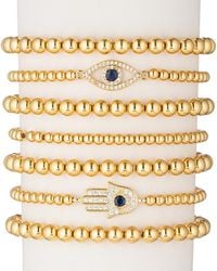 Eye Candy LA - 18k Plated Cz Crystal Hamsa & Evil Eye Stretch Bracelet Set - Lyst