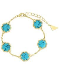 Sterling Forever - 14K Plated Rose Petal Station Bracelet - Lyst