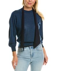 Autumn Cashmere - Tipped Puff Sleeve Mock Cashmere Sweater - Lyst