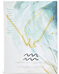 Sterling Forever - 14k Plated Aquarius Pendant Necklace - Lyst