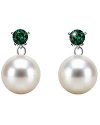 Liv Oliver - 18K Plated 1.20 Ct. Tw. Quartz & 12Mm Pearl Earrings - Lyst