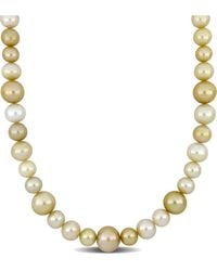 Pearls - 14k 0.06 Ct. Tw. Diamond 11-15mm Pearl Necklace - Lyst