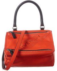 Givenchy Pandora Small Perforated Leather Shoulder Bag - Red