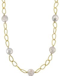 Rina Limor - 18k Over Silver 12-14mm Pearl Oval Link Necklace - Lyst