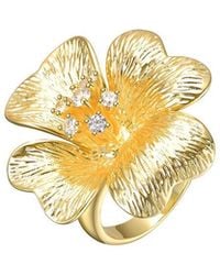 Rachel Glauber - 14K Plated Cz Flower Ring - Lyst