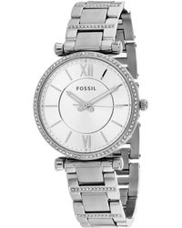 Fossil Carlie T-bar Crystal Bracelet Watch - Metallic