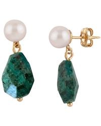 Liv Oliver - 18K Plated 14.20 Ct. Tw. & 6-8Mm Pearl Earrings - Lyst