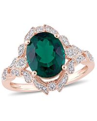 Rina Limor - 10k Rose Gold 3.50 Ct. Tw. Diamond & Emerald Ring - Lyst