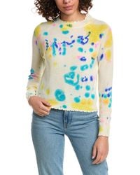 Minnie Rose - Frayed Printed Tie-dye Cashmere Sweater - Lyst