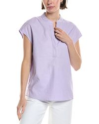 Vince - Band Collar Linen-Blend Popover - Lyst