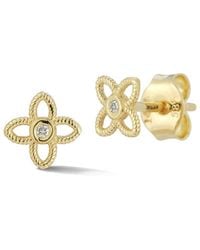 Ember Fine Jewelry - 14k 0.01 Ct. Tw. Diamond Flower Studs - Lyst
