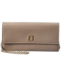 Fendi - Ff Leather Continental Wallet On Chain - Lyst