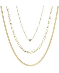 Adornia - 18K Plated Stainless Steel Tarnish-Resistant Solitaire Pendant & 2 Chain Necklace Set - Lyst