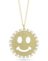 Sphera Milano - 14k Over Silver Cz Smiley Face Necklace - Lyst