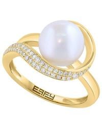 Effy Fine Jewelry - 14K 0.19 Ct. Tw. Diamond & 9Mm Pearl Ring - Lyst