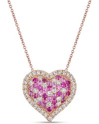 Le Vian - Le Vian 14k Rose Gold 0.95 Ct. Tw. Diamond & Ruby Pink Sapphire Pendant Necklace - Lyst