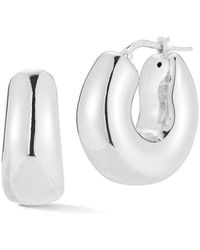 Sphera Milano - Silver Hollow Chunky Hoops - Lyst
