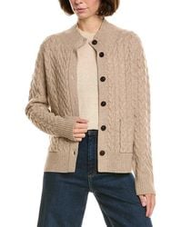 InCashmere - Mock Neck Wool & Cashmere-Blend Cable Cardigan - Lyst