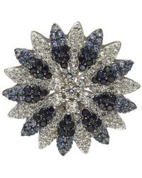Suzy Levian - Silver 0.02 Ct. Tw. Diamond & Sapphire Brooch - Lyst