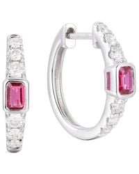 Gregg Ruth - 14K 0.80 Ct. Tw. Diamond & Ruby Huggie Earring - Lyst