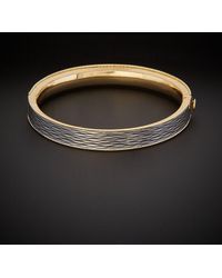 Italian Gold - 14K Italian Two-Tone Hinged Bangle Bracelet - Lyst