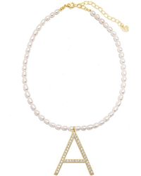 Frasier Sterling - Freshwater Pearl Cz Namedropper Initial (a-z) Necklace - Lyst