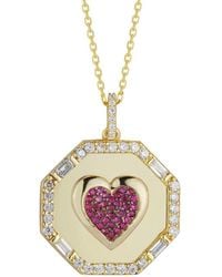 Sphera Milano - 14k Over Silver Cz Heart Pendant - Lyst