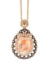 Le Vian - Le Vian 14k Rose Gold 3.82 Ct. Tw. Diamond & Peach Morganite Pendant Necklace - Lyst