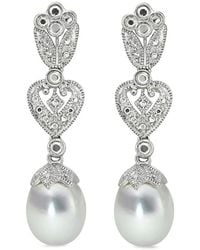 Belpearl - Silver White Topaz 9-8.5mm Freshwater Pearl Earrings - Lyst