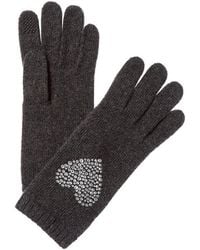 Portolano - Crystal Stones Heart Cashmere Tech Gloves - Lyst