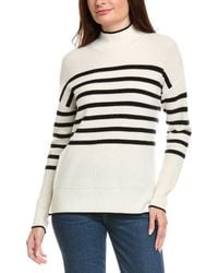 Kier + J - Kier + J Mock Neck Striped Wool & Cashmere-Blend Sweater - Lyst