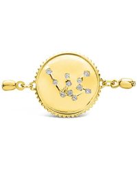 Sterling Forever - 14k Over Silver Cz Aquarius Disc Bolo Bracelet - Lyst