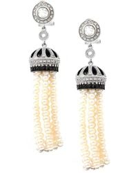 Gemstones - 0.58 Ct. Tw. Diamond & 2Mm Pearl Earrings - Lyst