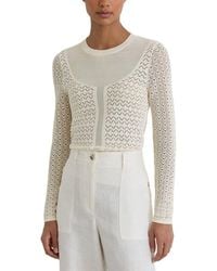 Reiss - Bella Pointelle Knit Long Sleeve Top - Lyst