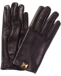 Valentino Roman Stud Silk-lined Leather Gloves - Multicolor