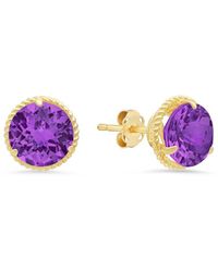 MaxColor - 14k 2.60 Ct. Tw. Amethyst Halo Studs - Lyst