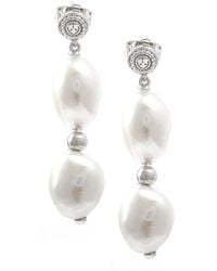 Pearls - 0.02 Ct. Tw. Diamond & 9-10Mm Pearl Earrings - Lyst