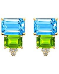 Kai Fine Jewelry - 14K 8.83 Ct. Tw. Diamond & Topaz; Peridot Stud Earrings - Lyst
