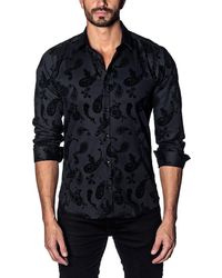 Jared Lang Slim Fit Paisley Sport Shirt - Black